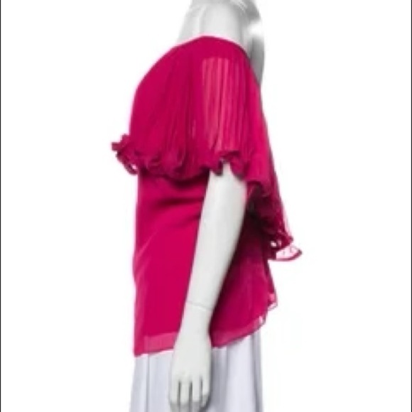 BADGLEY MISCHKA ruffle pink rear V Blouse retro overlay women’s medium blouse - Picture 9 of 10